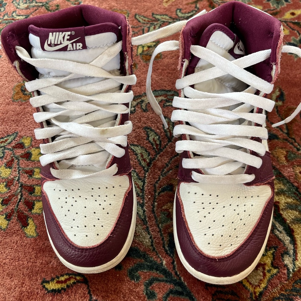Nike Air High-Top Sneakers in White and Burgundy
